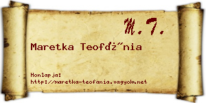 Maretka Teofánia névjegykártya